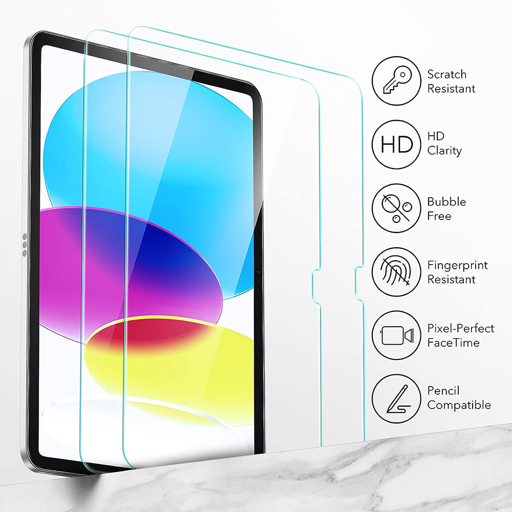 Film de protection d'écran ESR pour Apple iPad (2025) / (2022), Verre Trempé, Full Glue, Lot de 2 pièces