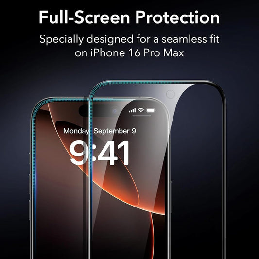 Film de protection Ecran ESR pour Apple iPhone 17 Pro, Verre Trempé, Full Glue, Set de 3 pièces