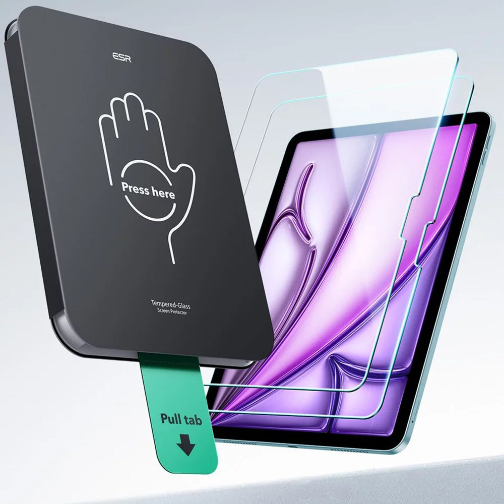 Film de protection d'écran ESR UltraFit pour Apple iPad Air 13 (2026) / Pro 13 (2025), Verre trempé, Collage complet, Lot de 2 pièces