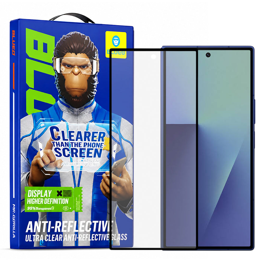 Blueo Anti-Reflektierende HD Schutzfolie für Außendisplay für Samsung Galaxy Z Fold8 Ultra F971, gehärtetes Glas, Vollkleber, Schwarz
