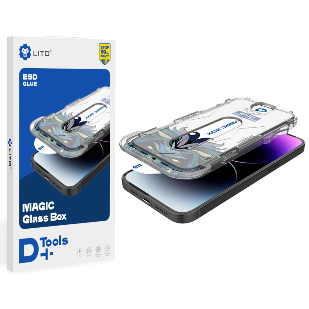 Pellicola protettiva per schermo Lito Magic Glass Box D+ Tools per Apple iPhone 15 Pro, Vetro temperato, Full Glue