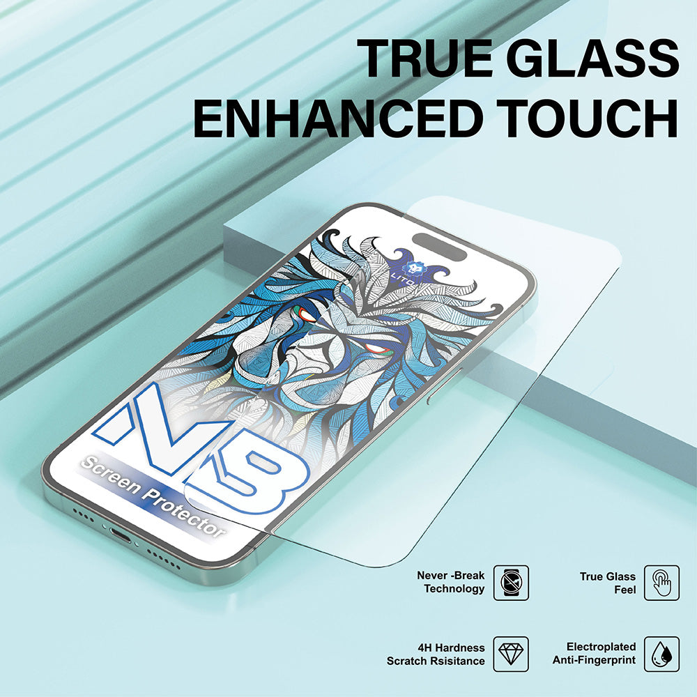 Film de protection d'écran Lito NB pour Apple iPhone 17 / 16 Pro, Verre Trempé, Full Glue, Noir