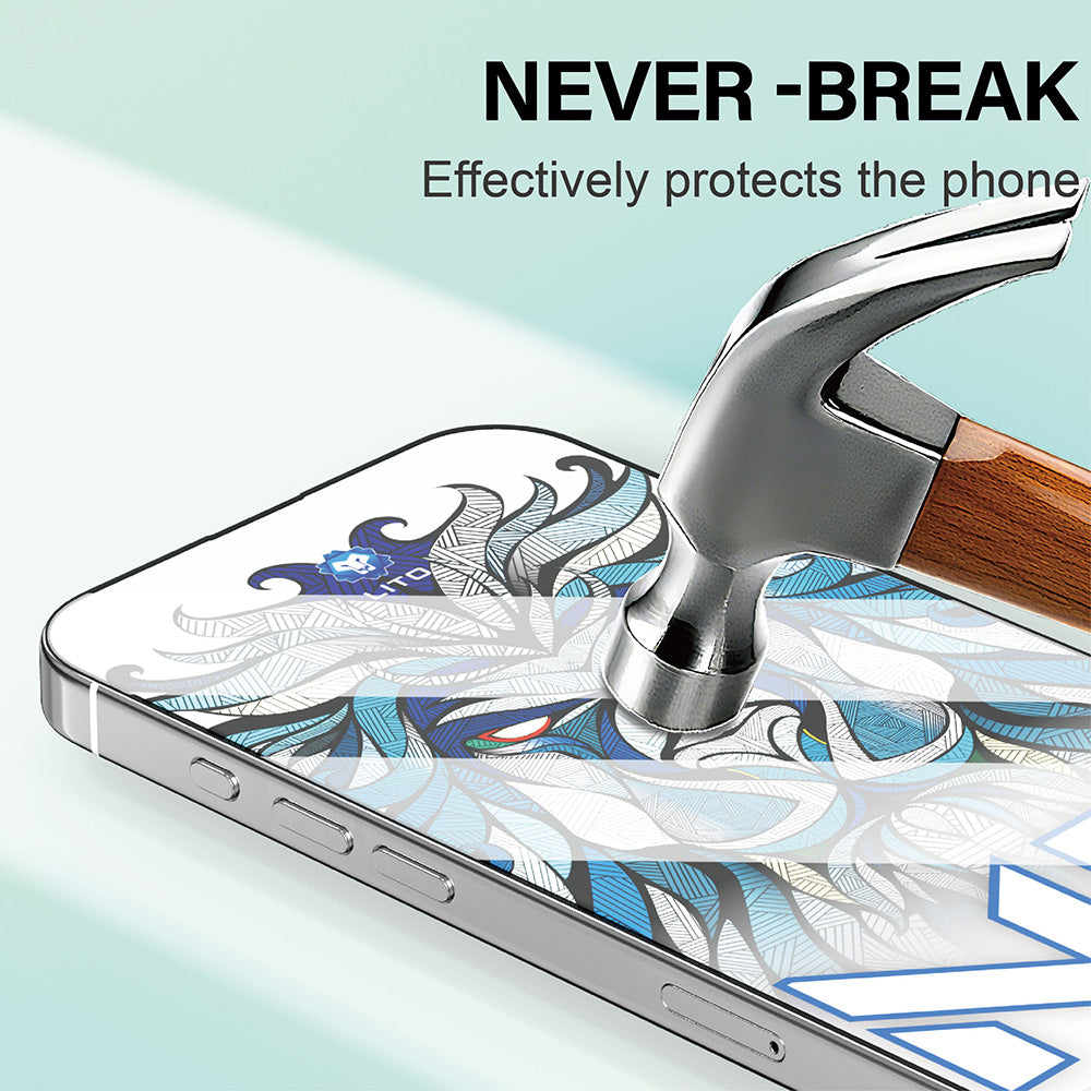 Film de protection d'écran Lito NB pour Apple iPhone 17 / 16 Pro, Verre Trempé, Full Glue, Noir