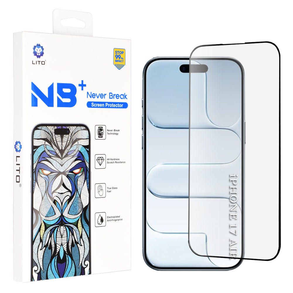 Film de protection Écran Lito NB pour Apple iPhone 17 Air, Verre Trempé, Full Glue, Noir
