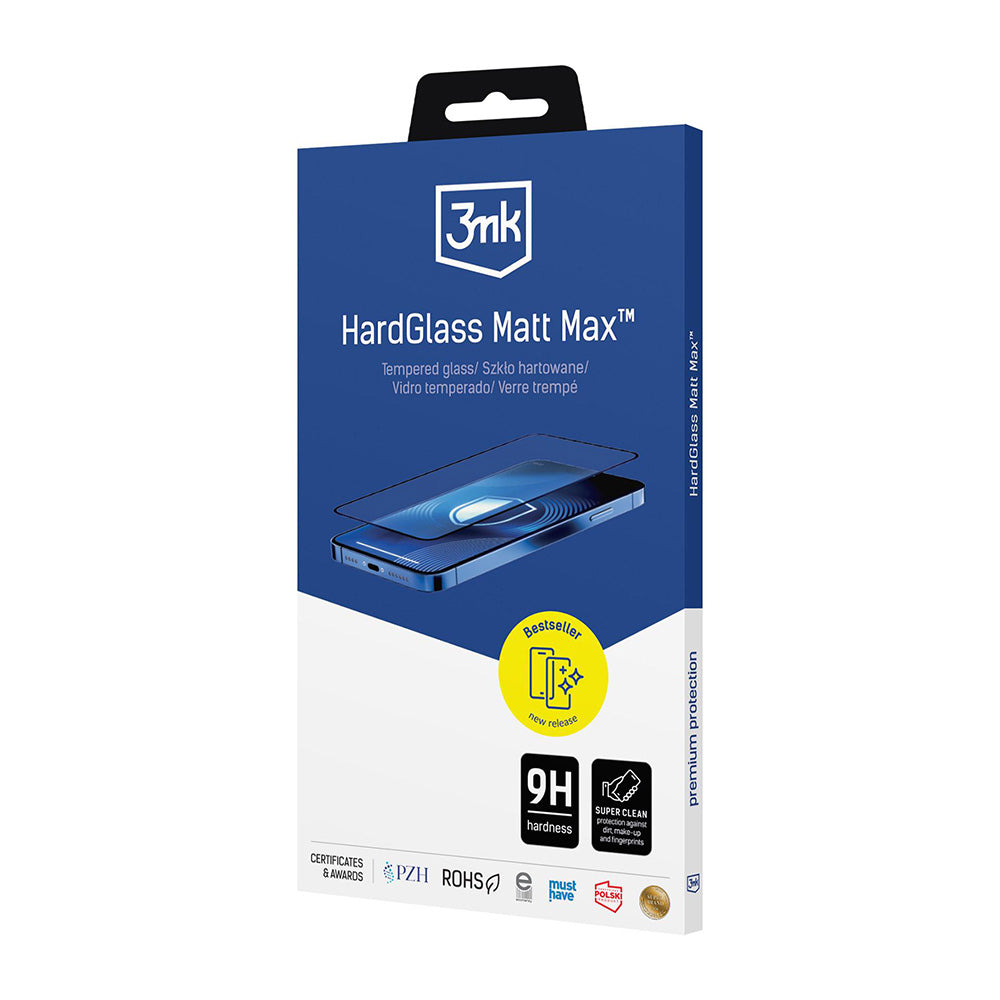 Matte Screen Protector 3MK HardGlass Max for Apple iPhone 17 Pro Max, Tempered Glass, Full Glue, Black