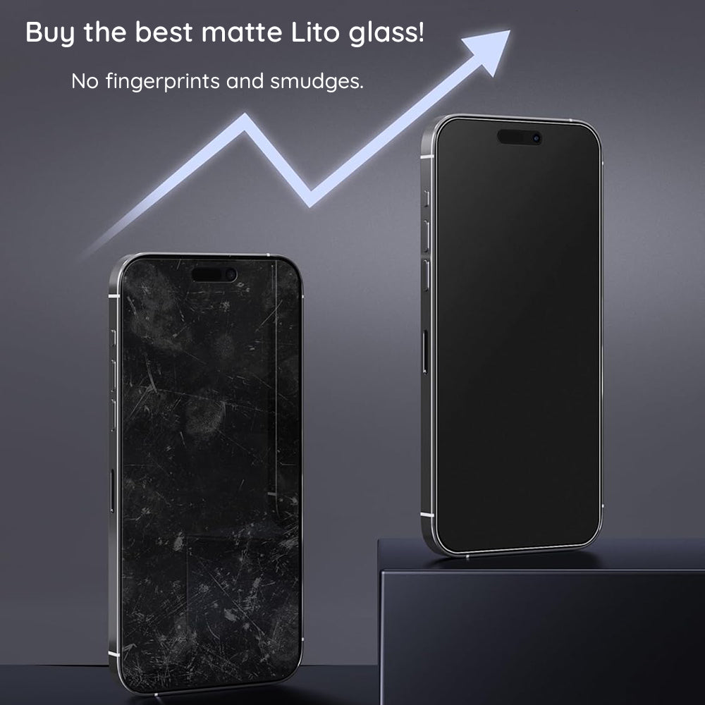 Pellicola protettiva per schermo Matte Lito HD Pro per Apple iPhone 16 Plus, Vetro Temperato, Full Glue, Nero