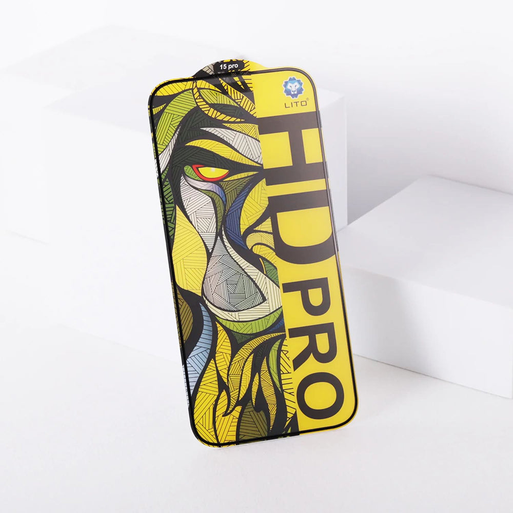 Pellicola protettiva per schermo opaca Lito HD Pro per Apple iPhone 16 Pro Max, vetro temperato, adesivo completo, nero
