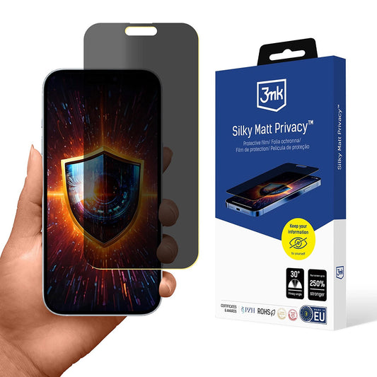 Pellicola Protettiva Schermo Matte Privacy 3MK Silky per Apple iPhone 17 Pro, Plastica