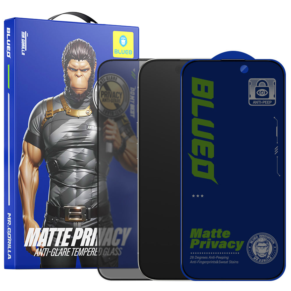Pellicola protettiva per schermo Matte Privacy Blueo Anti-Peep per Apple iPhone 15 Pro, Vetro temperato, Full Glue