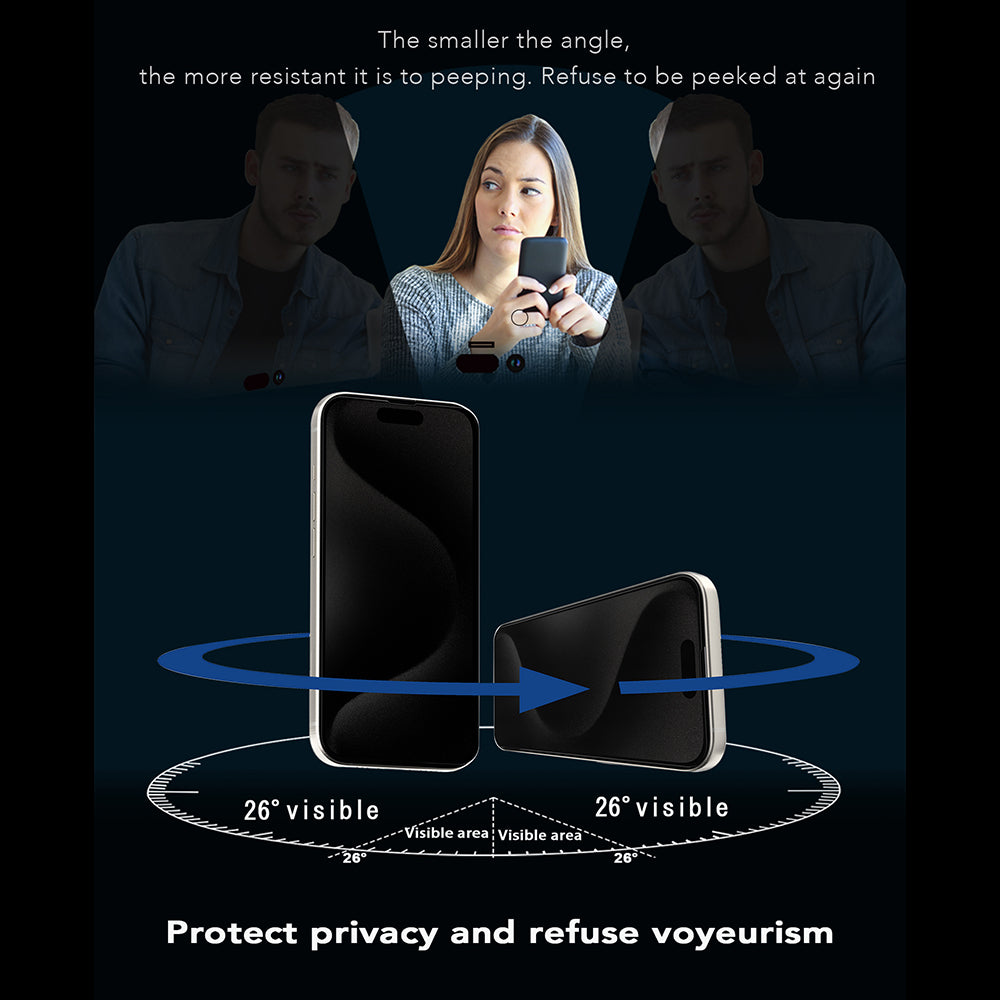 Pellicola protettiva per schermo Privacy Anank 1X Rinforzata 360 per Apple iPhone 14 Pro Max, Vetro Temperato, Colla Completa, 2.5D