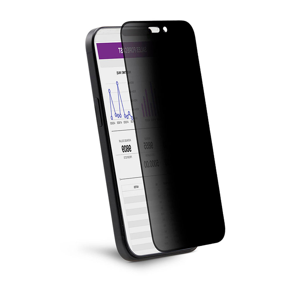 Pellicola protettiva per schermo Privacy Anank 1X Rinforzata 360 per Apple iPhone 15 Pro Max, Vetro Temperato, Colla Completa, 2.5D