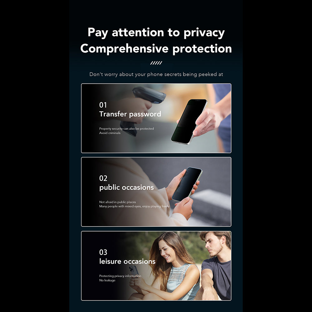 Pellicola protettiva per schermo Privacy Anank 1X Rinforzata 360 per Apple iPhone 17e / 16e / 14 / 13 Pro, Vetro Temperato, Colla Completa, 2.5D