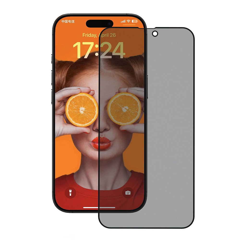 Pellicola Protettiva Schermo Privacy Anank 3X Rinforzata per Apple iPhone 15 Pro, Vetro Temperato, Colla Completa, 2.5D