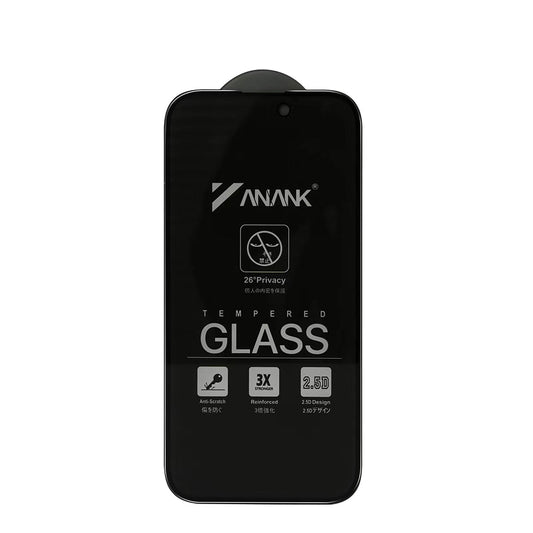 Privacy-Schutzfolie Anank 3X Verstärkt für Apple iPhone 16 Pro Max, Sicherheitsglas, Vollkleber, 2.5D