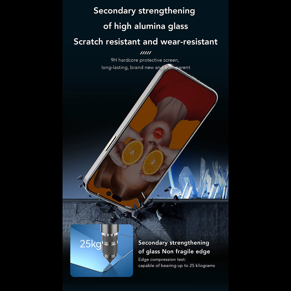 Pellicola protettiva per schermo Privacy Anank 3X Rinforzata per Apple iPhone 16 Pro Max, Vetro Temperato, Colla Totale, 2.5D