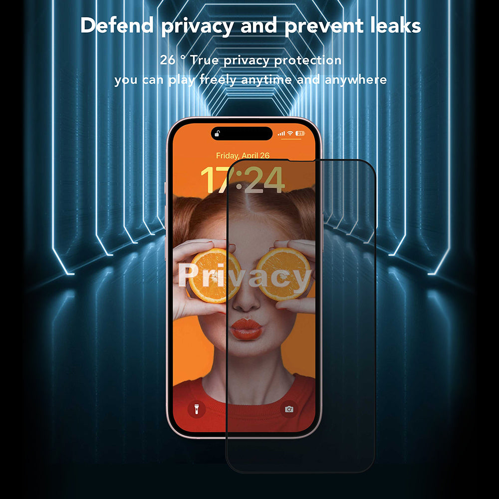 Pellicola protettiva per schermo Privacy Anank 3X Rinforzata per Apple iPhone 17e / 16e / 14 / 13 Pro, Vetro Temperato, Colla Completa, 2.5D