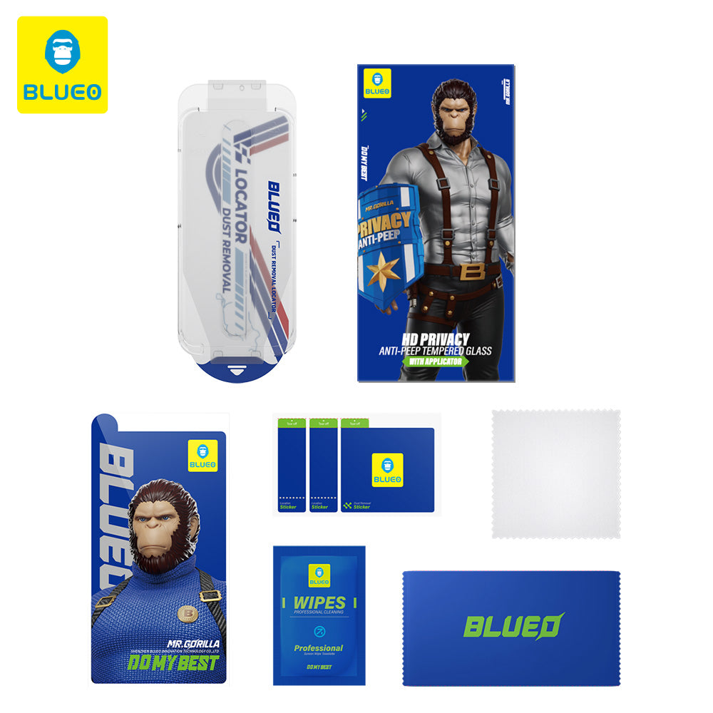 Pellicola protettiva per schermo Privacy Blueo Anti-Peep Applicator Pro per Apple iPhone 15 Pro Max, Vetro Temperato, Colla Completa