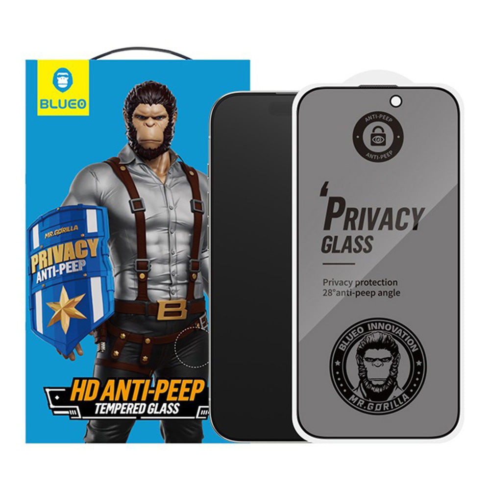 Pellicola Protettiva Schermo Privacy Blueo Anti-Peep per Apple iPhone 17 Pro / 17 / 16 Pro, Vetro Temperato, Full Glue, Set 5 pezzi