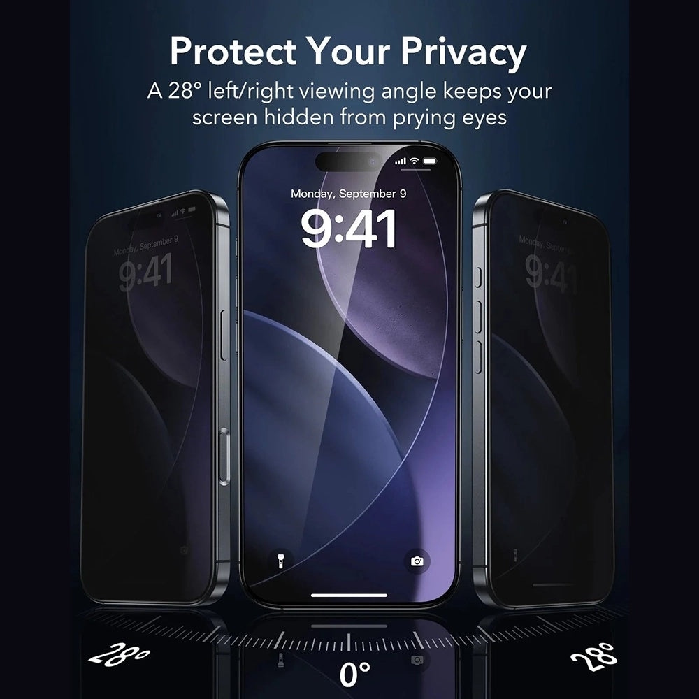 Pellicola protettiva Privacy Screen ESR Armorite UltraFit per Apple iPhone 17 Pro Max, Vetro Temperato, Full Glue, Set 3 pezzi