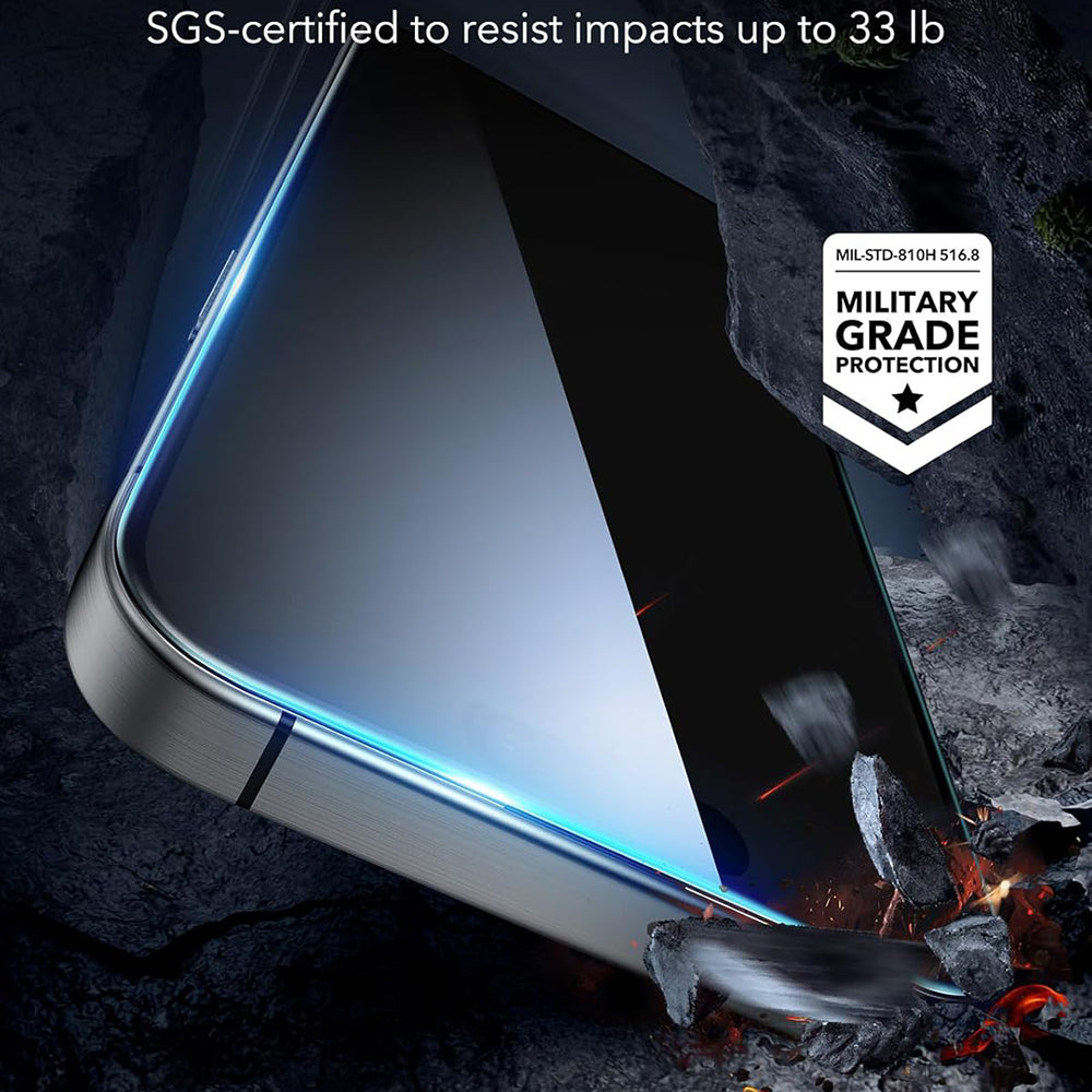 Schutzfolie Ecran Privacy ESR für Apple iPhone 17 Pro Max, gehärtetes Glas, Full Glue, Set 3 Stück