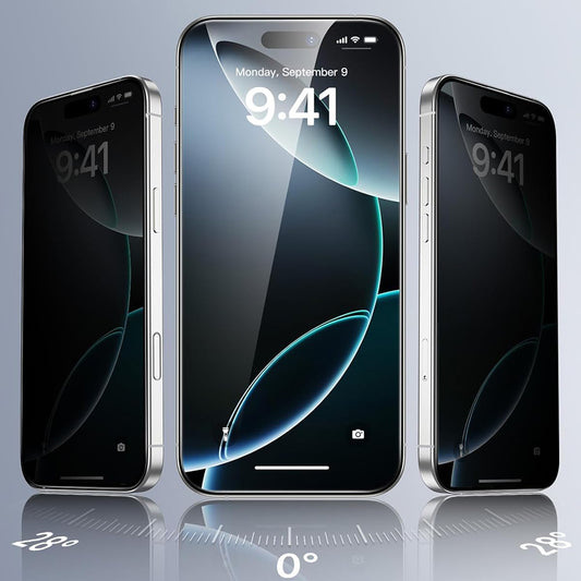 Film de protection Écran Privacy ESR pour Apple iPhone 17 Pro, Verre Trempé, Full Glue, Lot de 3 pièces