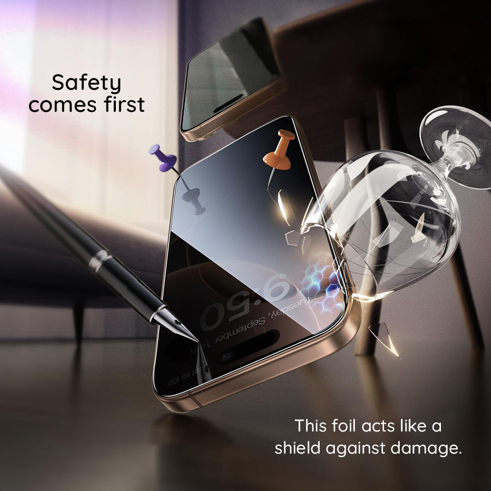 Schutzfolie Privacy Guess für Apple iPhone 16 Pro Max, Gehärtetes Glas, Vollverklebung, 2.5D