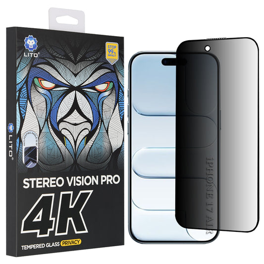 Schutzfolie Privacy Lito D+ Max 4K für Apple iPhone 17 Air, Gehärtetes Glas, Vollverklebung