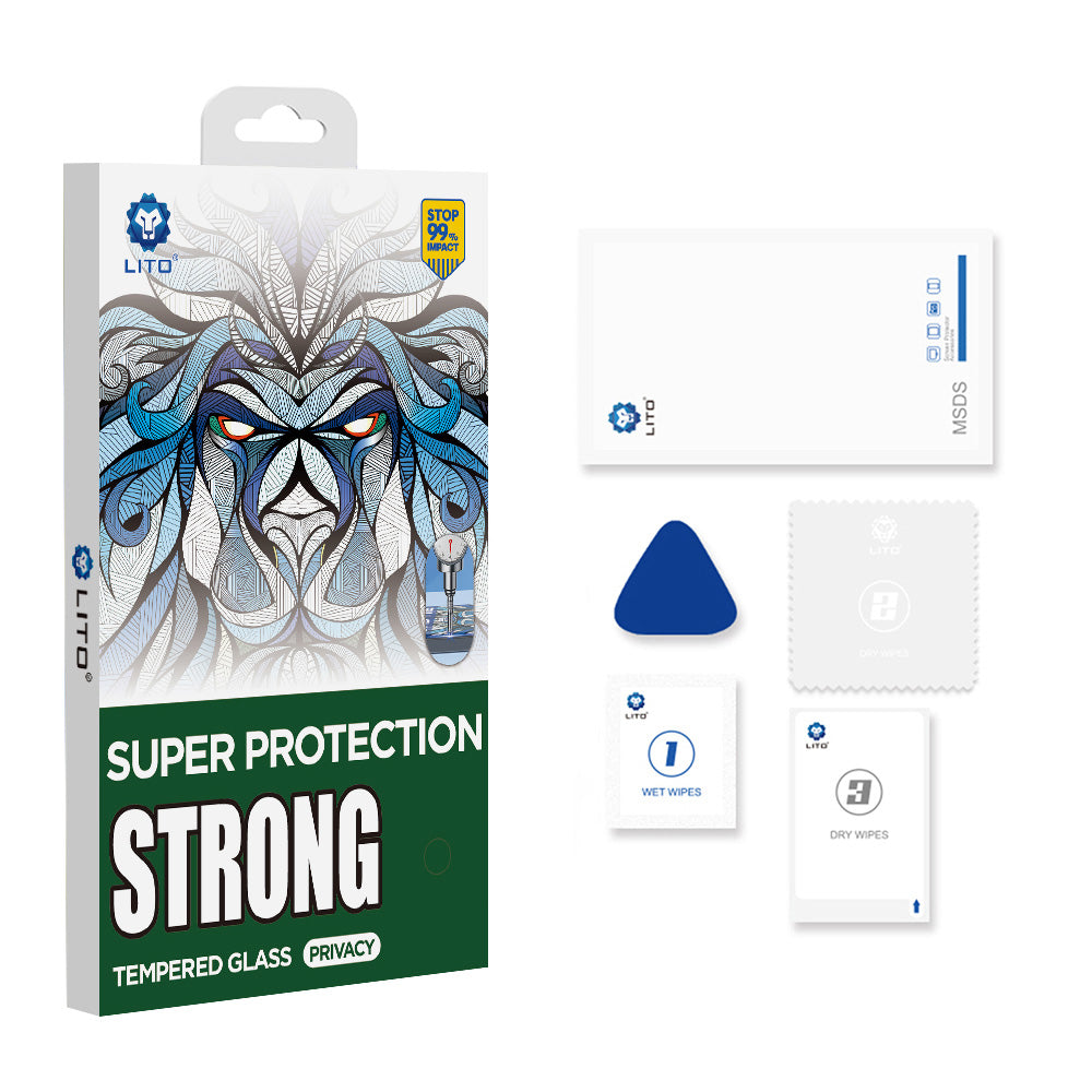 Pellicola Protettiva Schermo Privacy Lito D+ Max Strong per Apple iPhone 17 Pro, Vetro Temperato, Full Glue