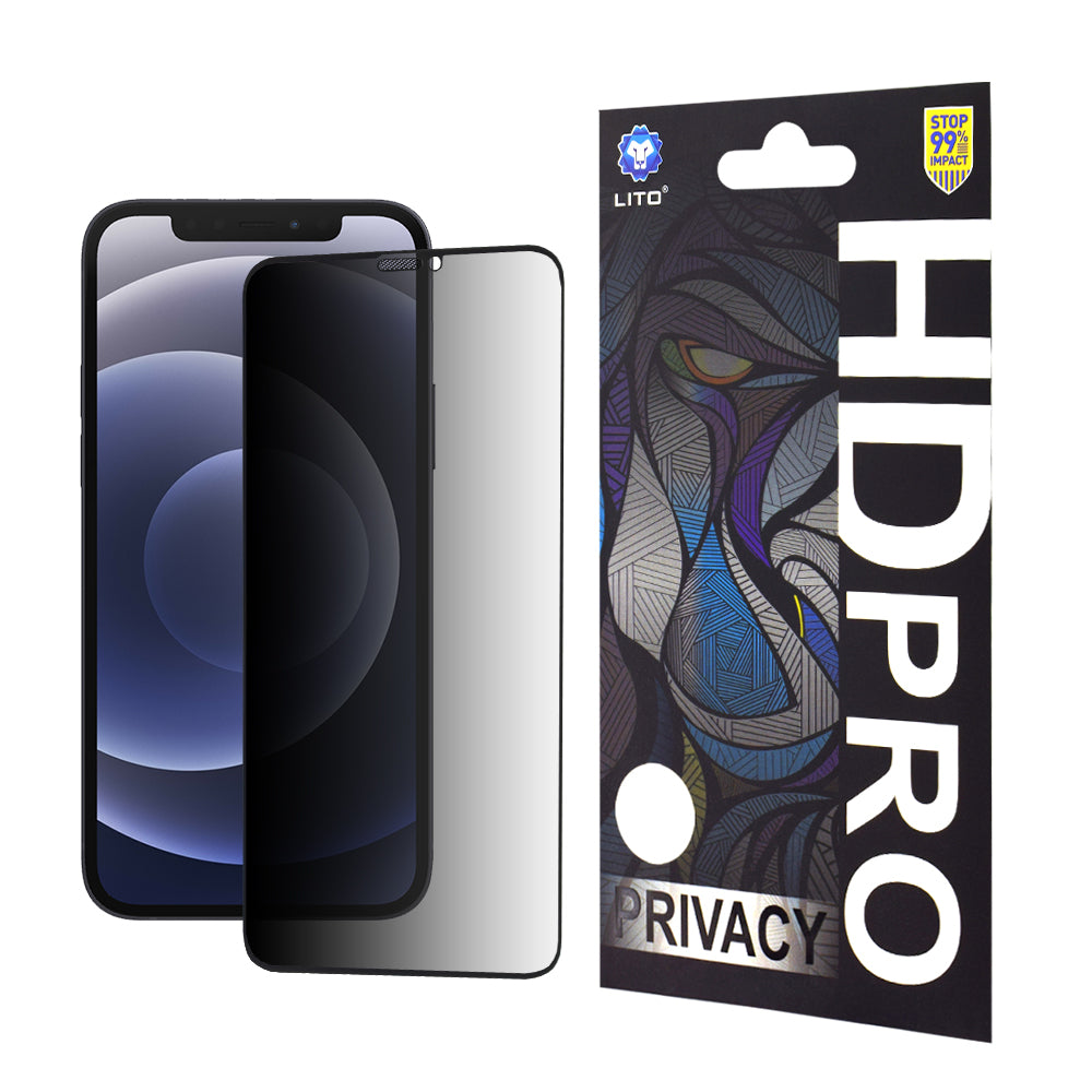 Pellicola protettiva per schermo Privacy Lito HD Pro per Apple iPhone 12 / 12 Pro, Vetro temperato, Colla completa