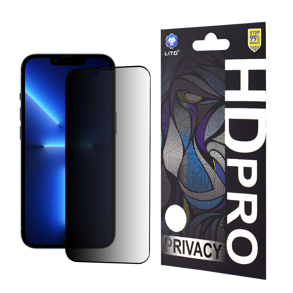 Pellicola protettiva per schermo Privacy Lito HD Pro per Apple iPhone 14 Plus / 13 Pro Max, Vetro temperato, Full Glue