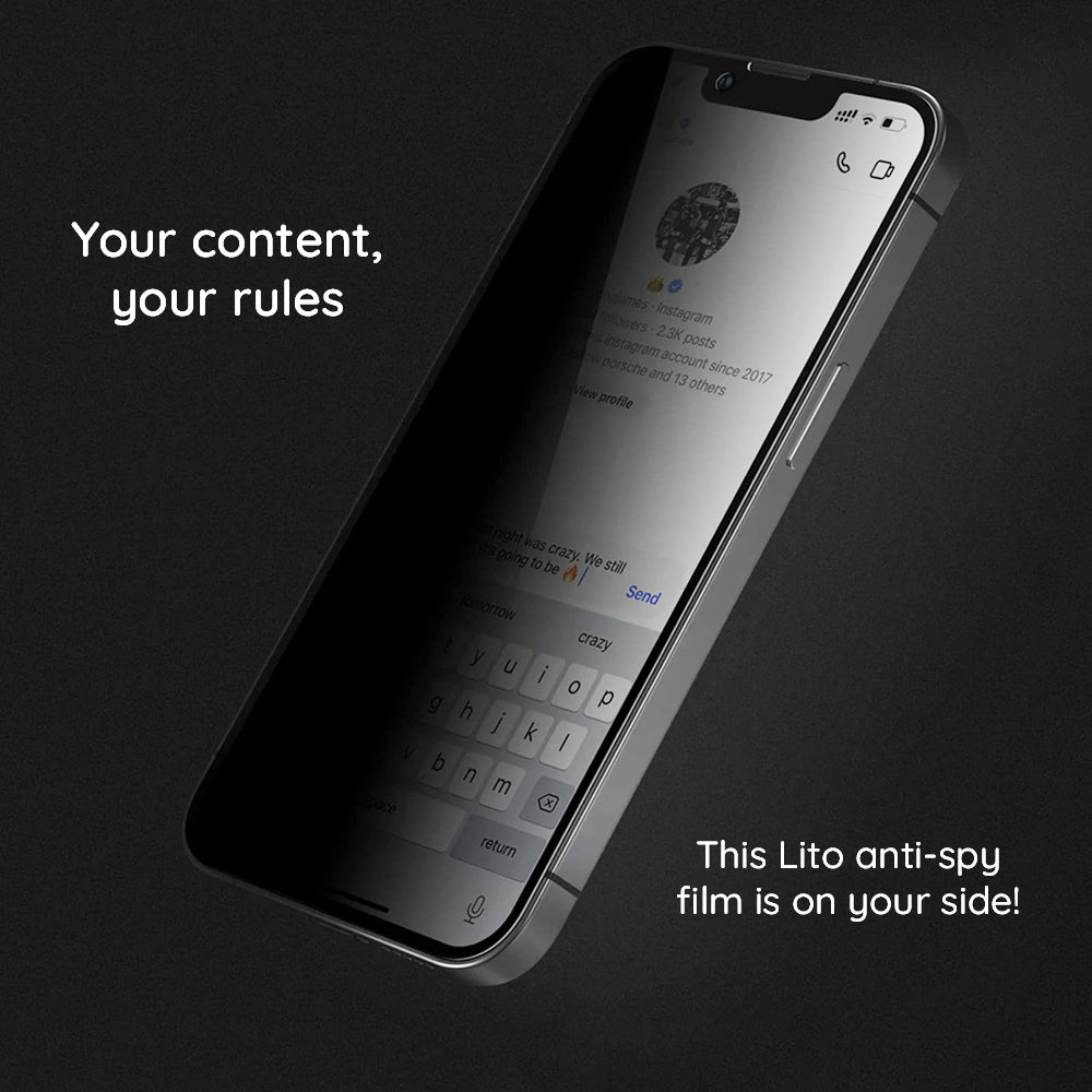 Pellicola protettiva per schermo Privacy Lito HD Pro per Apple iPhone 15 Plus, Vetro temperato, Full Glue