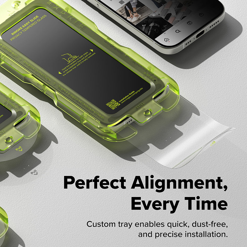 Film de protection écran Privacy Ringke Easy Slide pour Apple iPhone 17 Pro, Verre trempé, Collage complet, Lot de 2 pièces