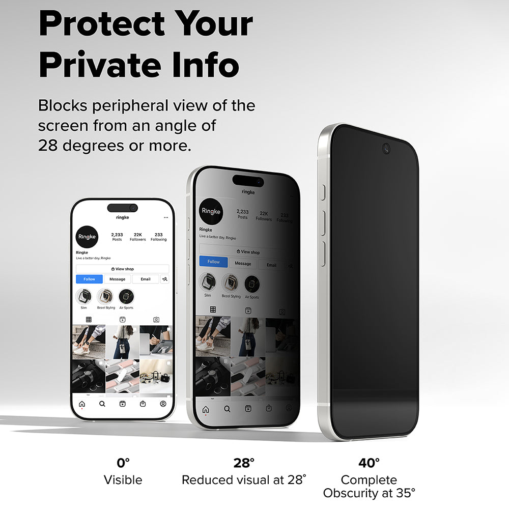 Film de protection écran Privacy Ringke Easy Slide pour Apple iPhone 17 Pro, Verre trempé, Collage complet, Lot de 2 pièces