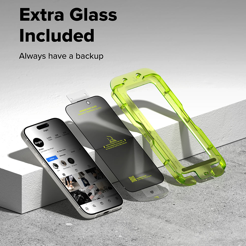 Pellicola protettiva per schermo Privacy Ringke Easy Slide per Apple iPhone 17, vetro temperato, Full Glue, set da 2 pezzi