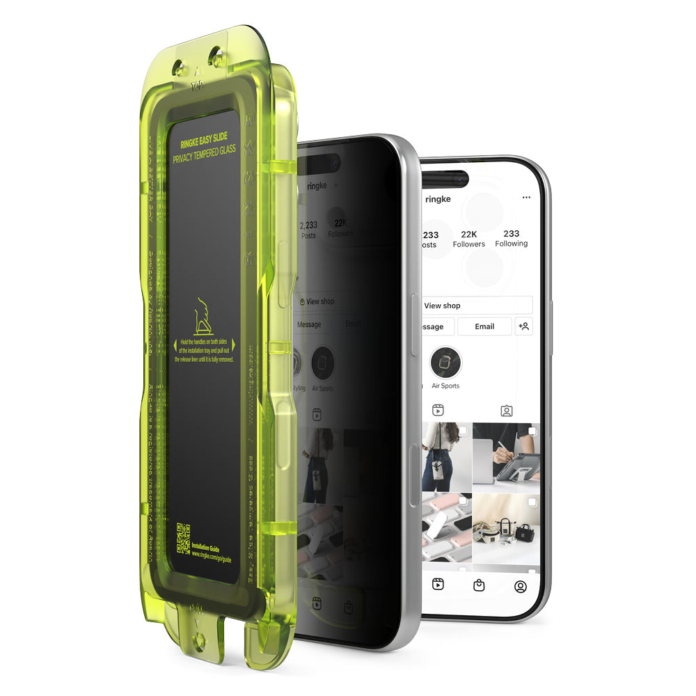 Privacy-Schutzfolie Ringke Easy Slide für Apple iPhone 18 Pro, gehärtetes Glas, Full Glue, 2er-Set