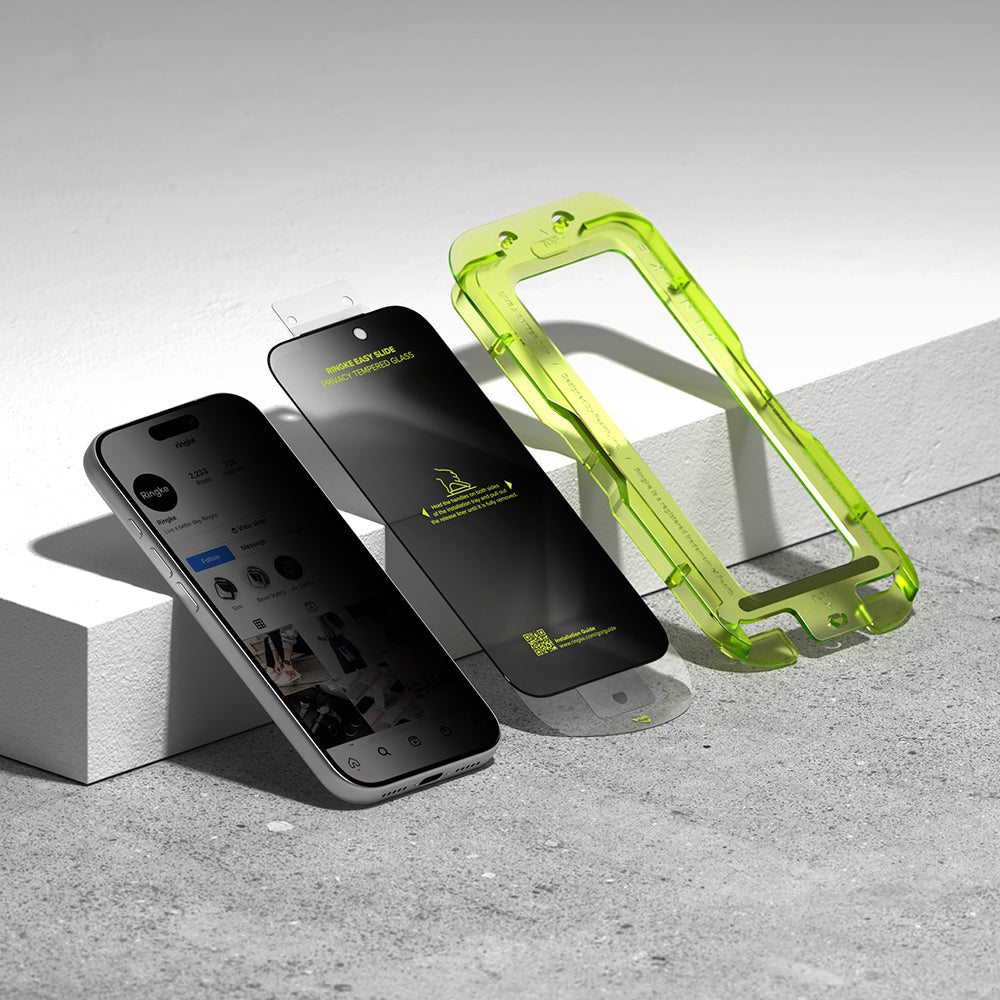Privacy-Schutzfolie Ringke Easy Slide für Apple iPhone 18 Pro, gehärtetes Glas, Full Glue, 2er-Set