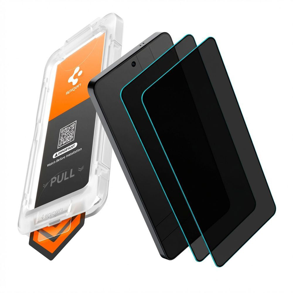Displayschutzfolie Privacy Spigen GlastR EZ FIT Pro HD für Samsung Galaxy S26 Plus S947, gehärtetes Glas, Vollverklebung, Set mit 2 Stück AGL11085