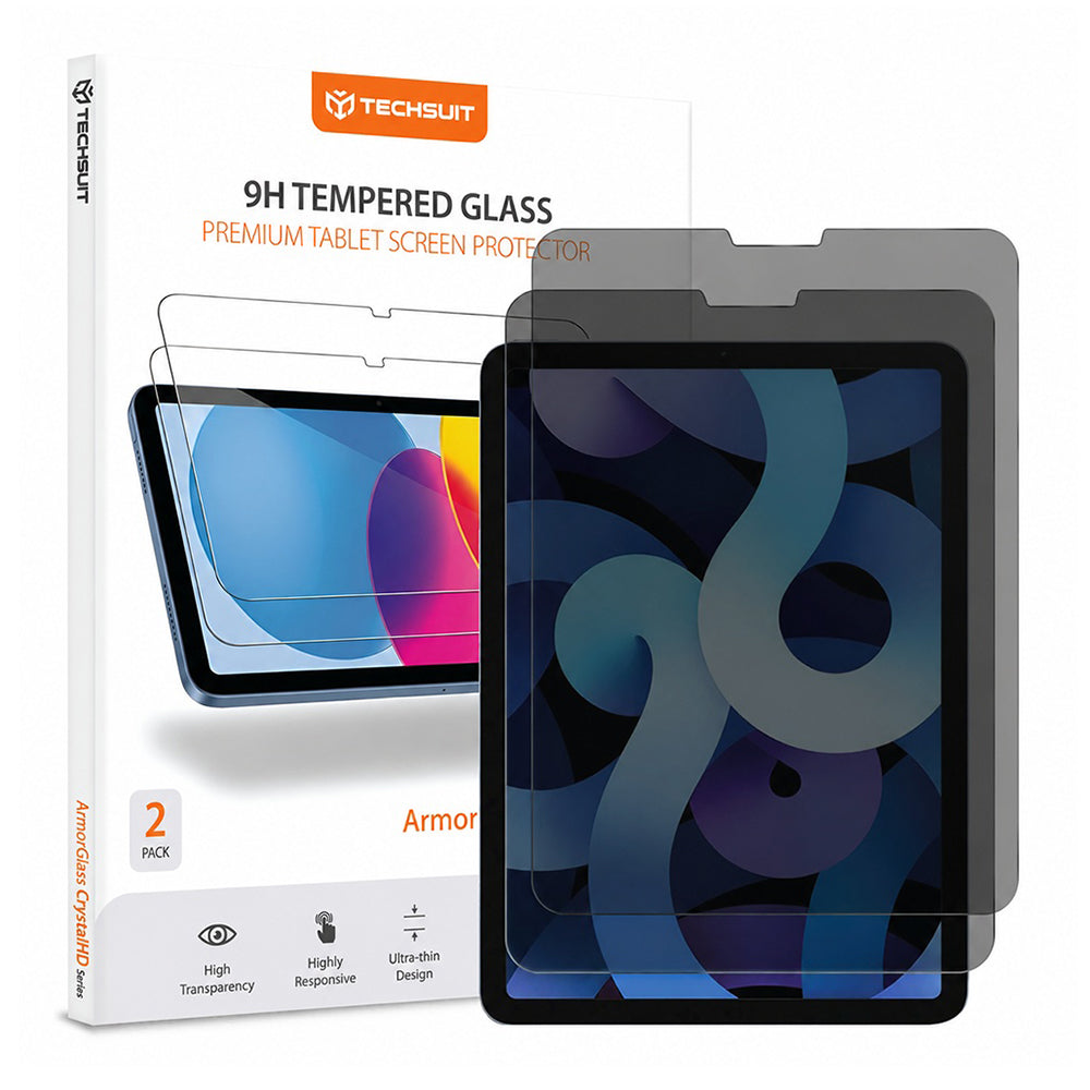 Privacy-Schutzfolie Techsuit ArmorGlass CrystalHD für Apple iPad Pro 11 (2022), gehärtetes Glas, Full Glue, 2er-Set