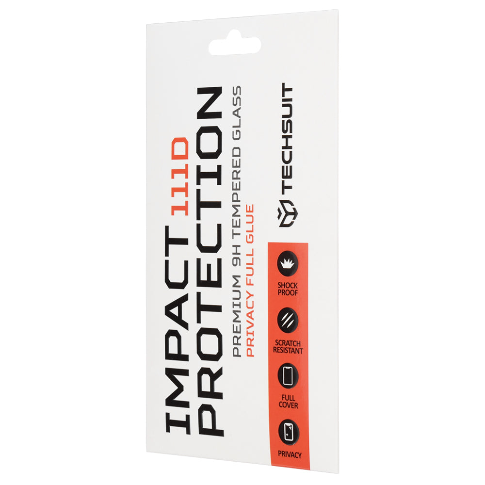 Pellicola protettiva per schermo Privacy Techsuit per Motorola Edge 70 Max, Vetro Temperato, Full Glue, 111D