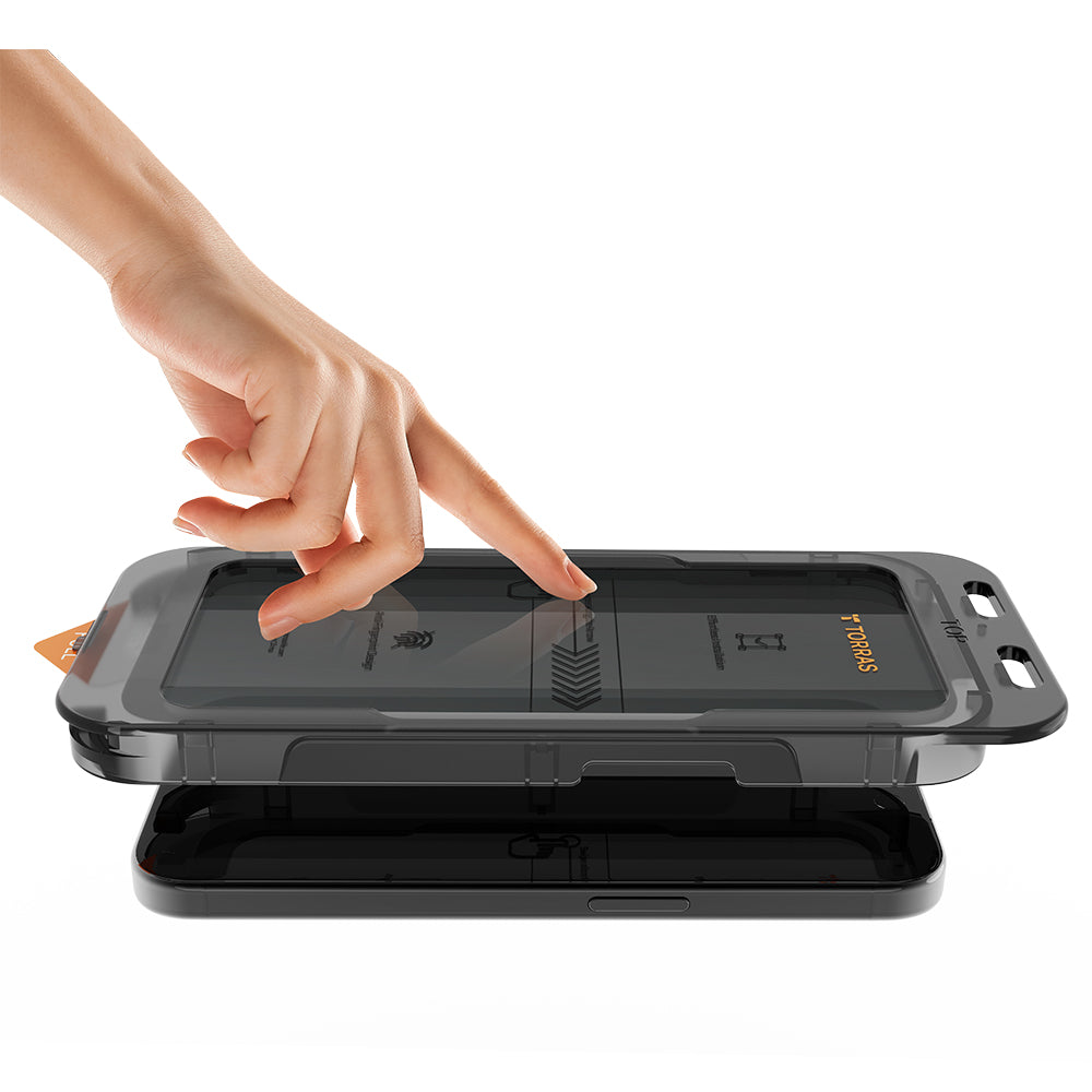 Film de protection Écran Privacy Torras GlassGo Install Master pour Apple iPhone 16, Verre Trempé, Full Glue