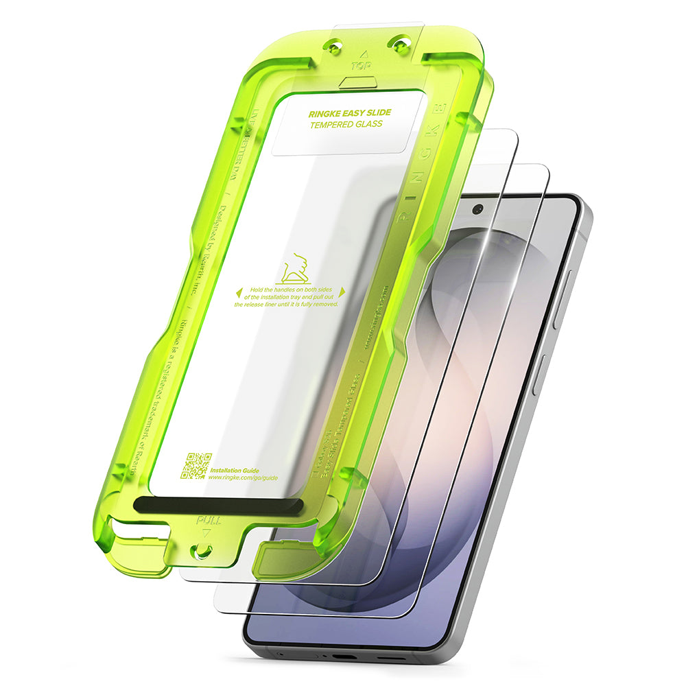 Schutzfolie Ringke Easy Slide für Samsung Galaxy S26 S942, gehärtetes Glas, Vollkleber, Set mit 2 Stück