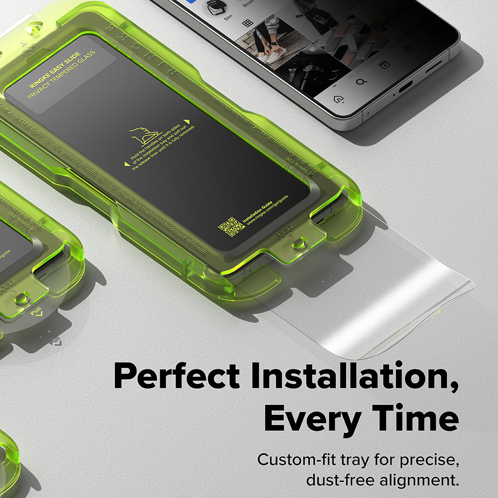Pellicola Protettiva Schermo Ringke Easy Slide per Samsung Galaxy S26 S942, Vetro Temperato, Full Glue, Set 2 pezzi, Nera