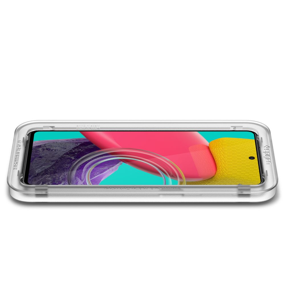 Pellicola Protettiva Schermo Spigen GlastR Align Master per Samsung Galaxy M53 M536, Vetro Temperato, Full Glue, Nera