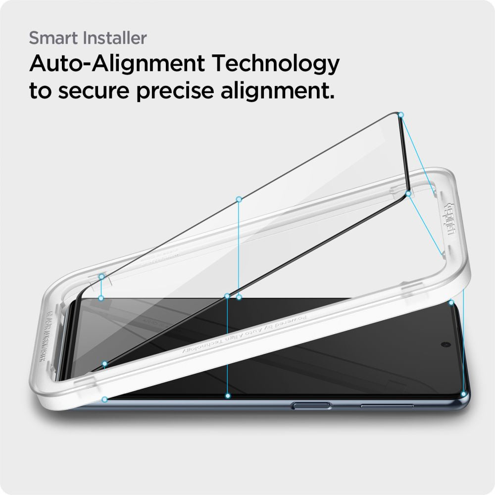 Pellicola Protettiva Schermo Spigen GlastR Align Master per Samsung Galaxy M53 M536, Vetro Temperato, Full Glue, Nera