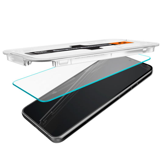 Schutzfolie Spigen GlastR EZ FIT für Samsung Galaxy S23 S911, gehärtetes Glas, Full Glue, Set mit 2 Stück AGL05958