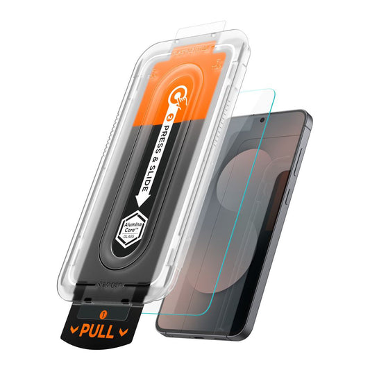 Pellicola Protettiva Schermo Spigen GlastR EZ FIT Pro HD per Samsung Galaxy S25 FE, Vetro Temperato, Full Glue, Set 2 pezzi