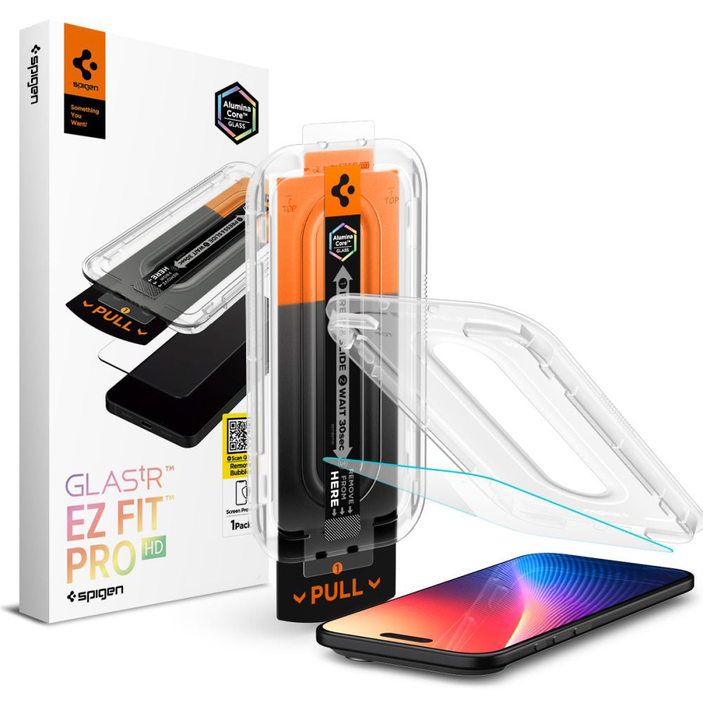 Schutzfolie Spigen GlastR EZ FIT Pro für Apple iPhone 17 Air, gehärtetes Glas, Full Glue AGL09870