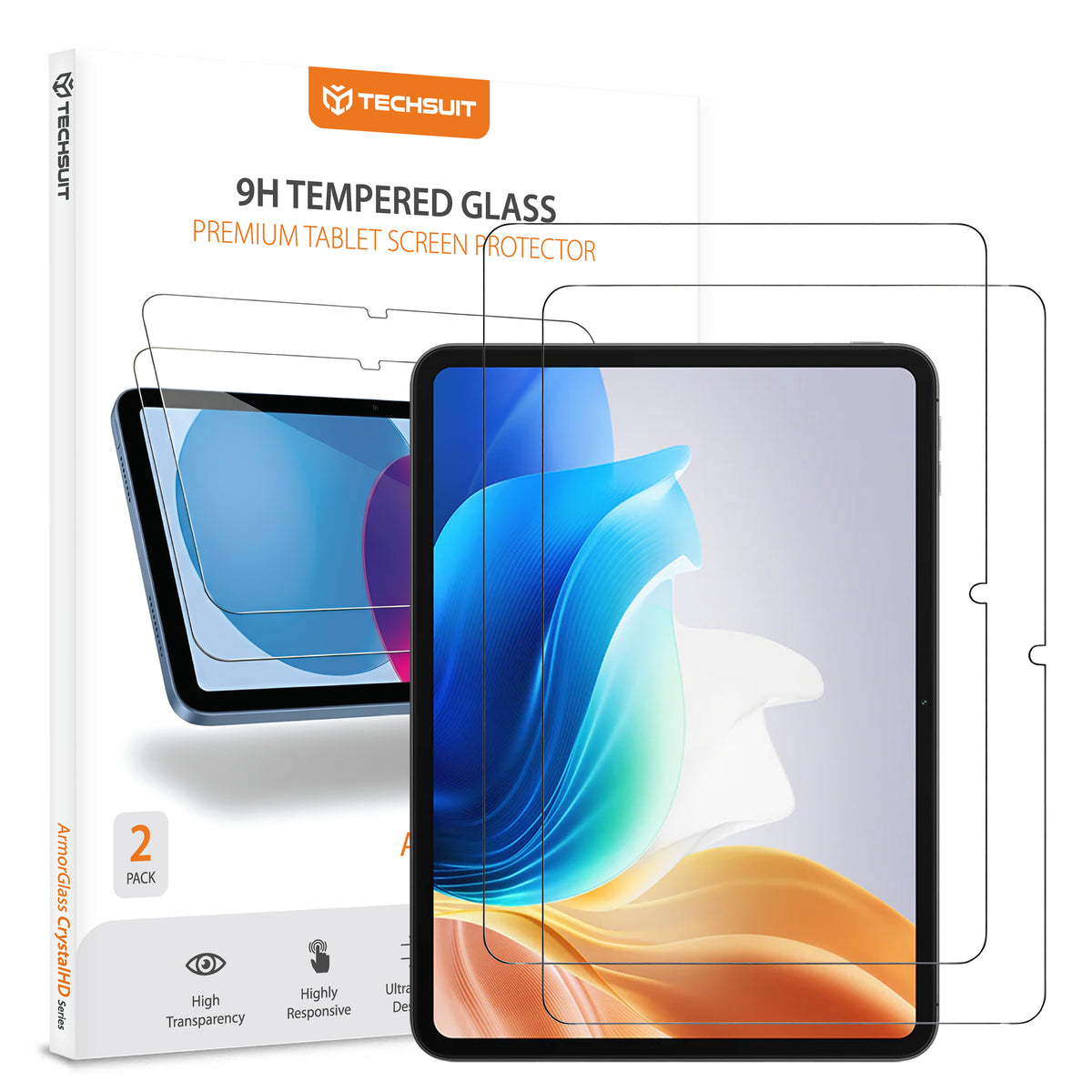 Pellicola protettiva schermo Techsuit ArmorGlass CrystalHD per Oppo Pad Air2 / Pad Neo / OnePlus Pad Go, Vetro Temperato, Full Glue, Set 2 pezzi