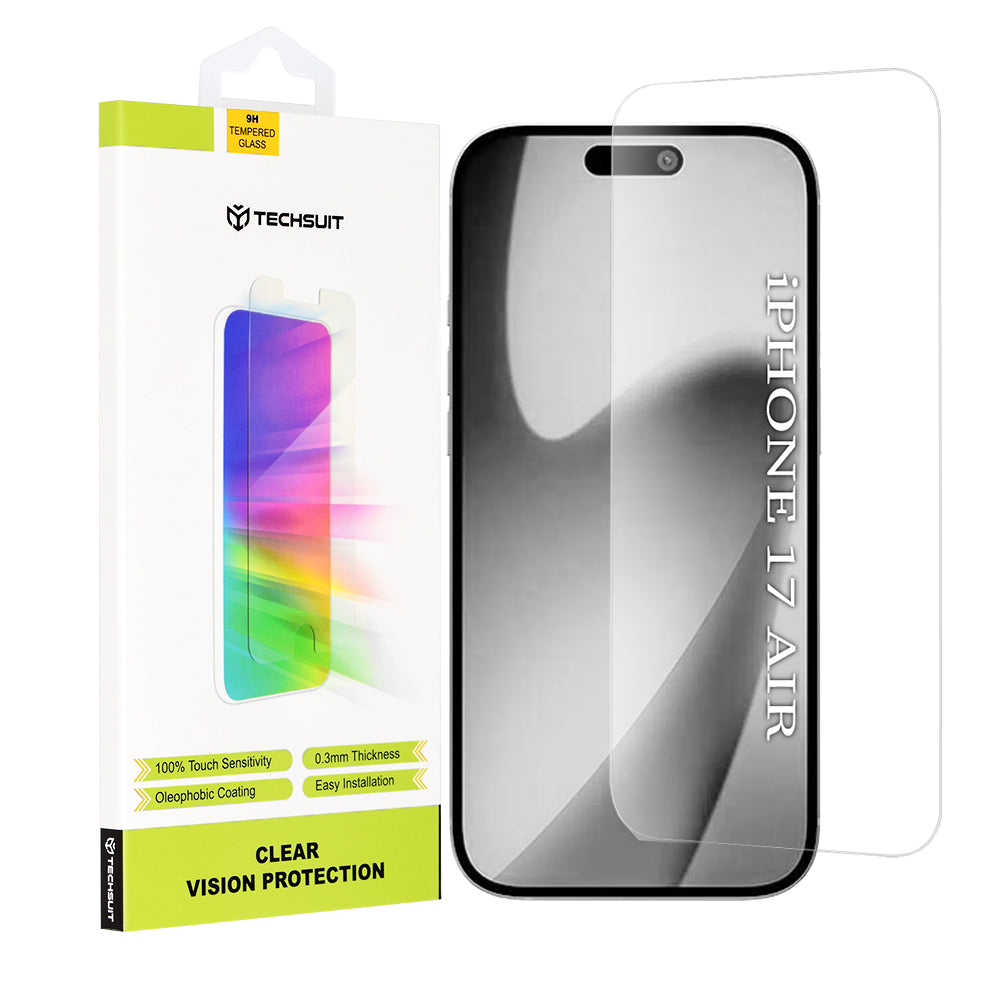Pellicola protettiva schermo Techsuit Clear Vision per Apple iPhone 17 Air, Vetro Temperato, Full Glue