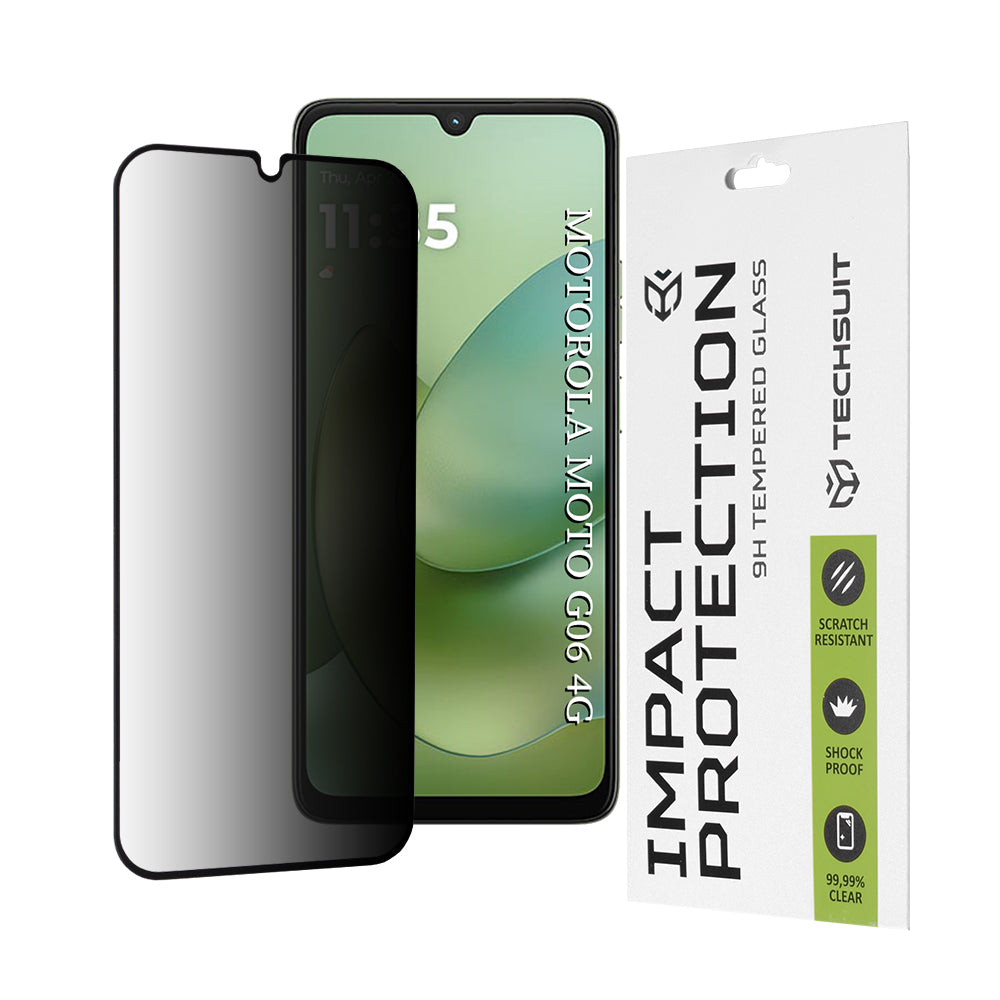 Pellicola Protettiva Schermo Privacy Techsuit per Motorola Moto G06 Power / G06, Vetro Temperato, Full Glue, 111D